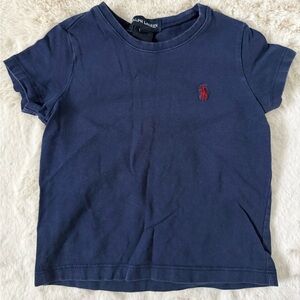 Ralph Lauren Kids Tee in Deep Blue with Red Logo